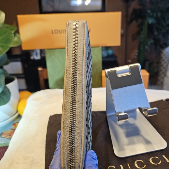 GUCCI DIAMANTE Zip Around Wallet Bamboo Tassel Silver Satin - Picture 6 of 16